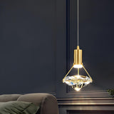 Modern Gold Diamond Clear Crystal Bedroom Pendant Light Image - 8