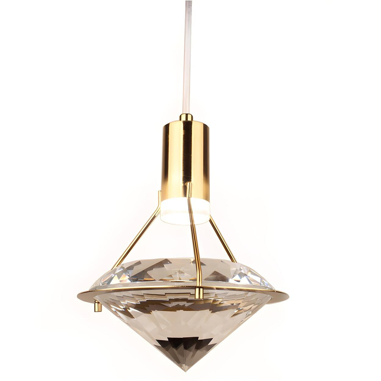 Modern Gold Diamond Clear Crystal Bedroom Pendant Light Image - 9