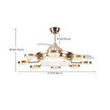 Modern Gold Dimming Metal Chandelier Fan with LED Light #size