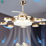 Modern Gold Dimming Metal Chandelier Fan with LED Light Image - 6