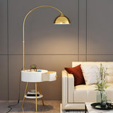 Modern Gold Dome and Arched Side Table Floor Lamp Image - 1