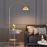 Modern Gold Dome and Arched Side Table Floor Lamp Image - 13