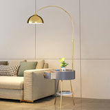 Modern Gold Dome and Arched Side Table Floor Lamp Image - 3