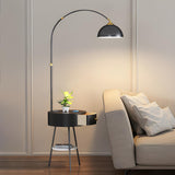 Modern Gold Dome and Arched Side Table Floor Lamp Image - 4