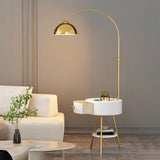 Modern Gold Dome and Arched Side Table Floor Lamp Image - 5