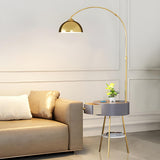 Modern Gold Dome and Arched Side Table Floor Lamp Image - 6