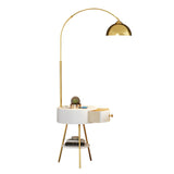 Modern Gold Dome and Arched Side Table Floor Lamp Image - 8