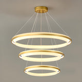 Modern Gold Double Acrylic Ring Chandelier Adjustable Height Image - 11