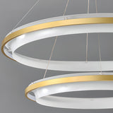 Modern Gold Double Acrylic Ring Chandelier Adjustable Height Image - 14