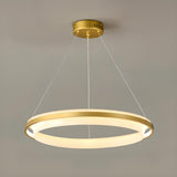 Modern Gold Double Acrylic Ring Chandelier Adjustable Height Image - 7