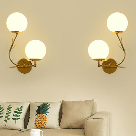 Modern Gold Double Glass Globe Wall Sconce Image - 1