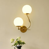 Modern Gold Double Glass Globe Wall Sconce Image - 13