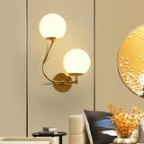 Modern Gold Double Glass Globe Wall Sconce Image - 15