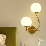 Modern Gold Double Glass Globe Wall Sconce Image - 3