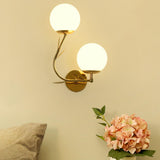 Modern Gold Double Glass Globe Wall Sconce Image - 4