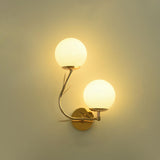 Modern Gold Double Glass Globe Wall Sconce Image - 7