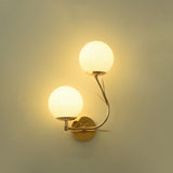 Modern Gold Double Glass Globe Wall Sconce Image - 8