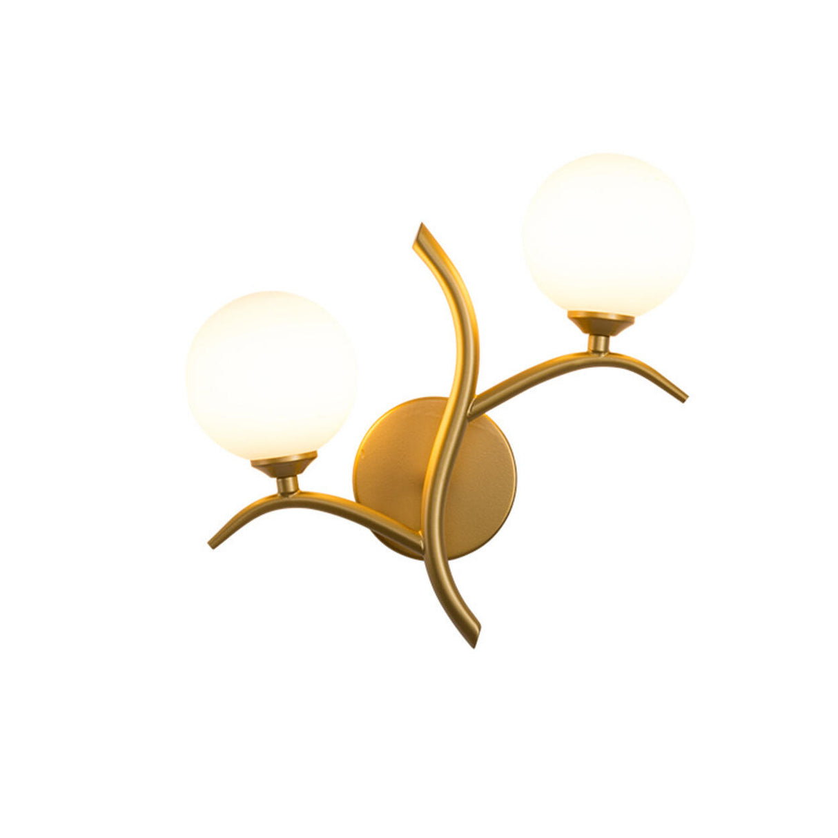 Modern Gold Double Globe Curved Arm Wall Sconce Image - 5