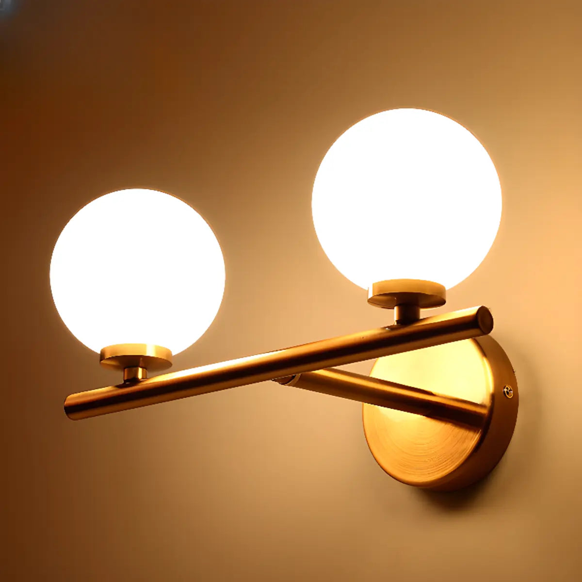 Modern Gold Double Globe Vanity Wall Sconce Light Image - 16