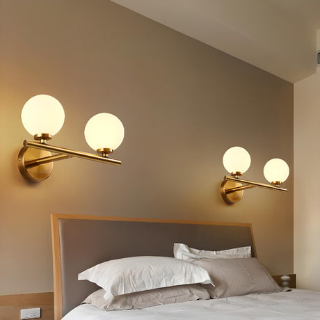 Modern Gold Double Globe Vanity Wall Sconce Light Image - 2