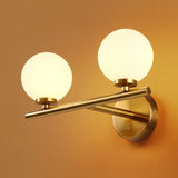 Modern Gold Double Globe Vanity Wall Sconce Light Image - 7