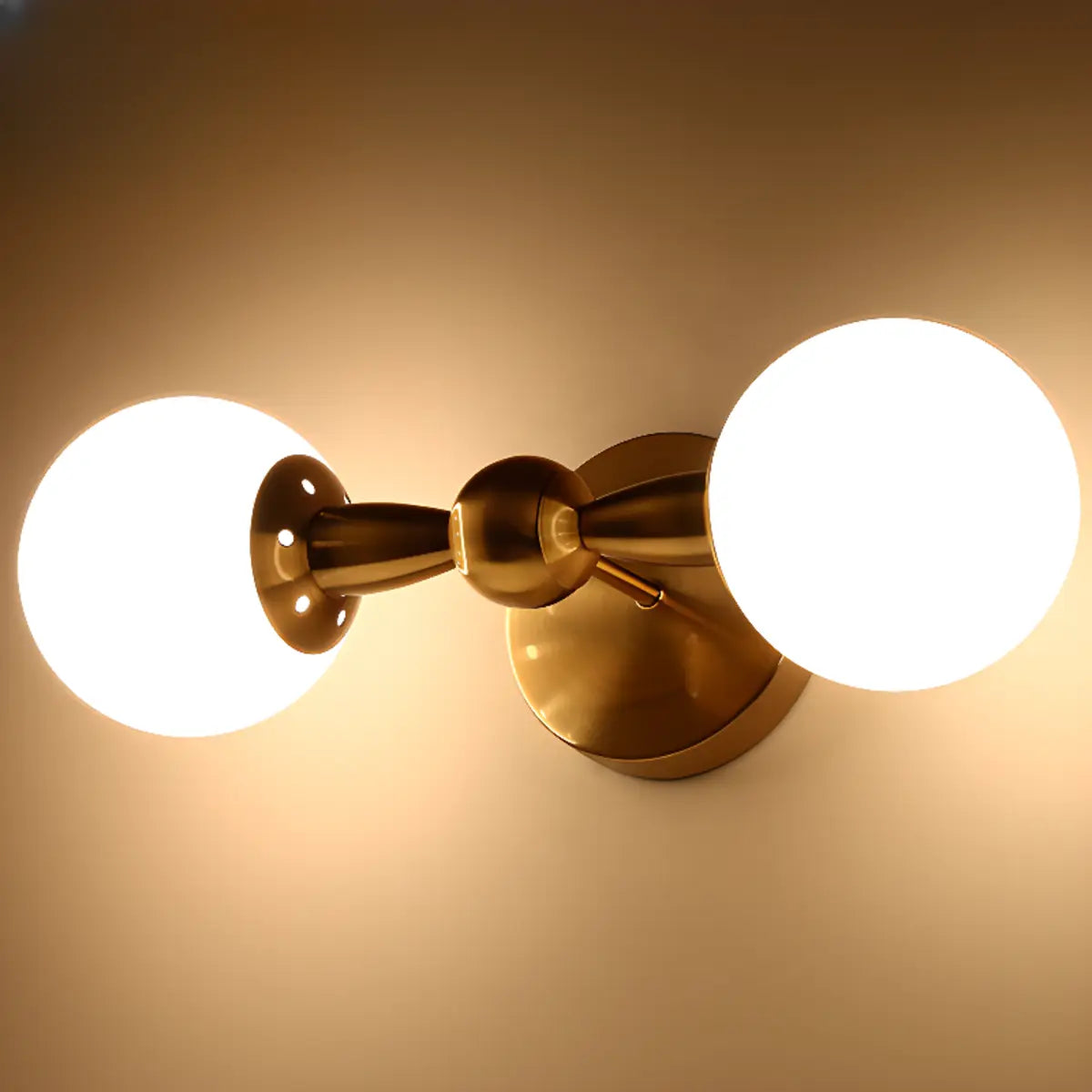 Modern Gold Double Globe Vanity Wall Sconce Light Image - 9