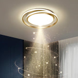 Modern Gold Dual Circle Dimmable LED Flush Mount Light Image - 1