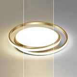 Modern Gold Dual Circle Dimmable LED Flush Mount Light Image - 12