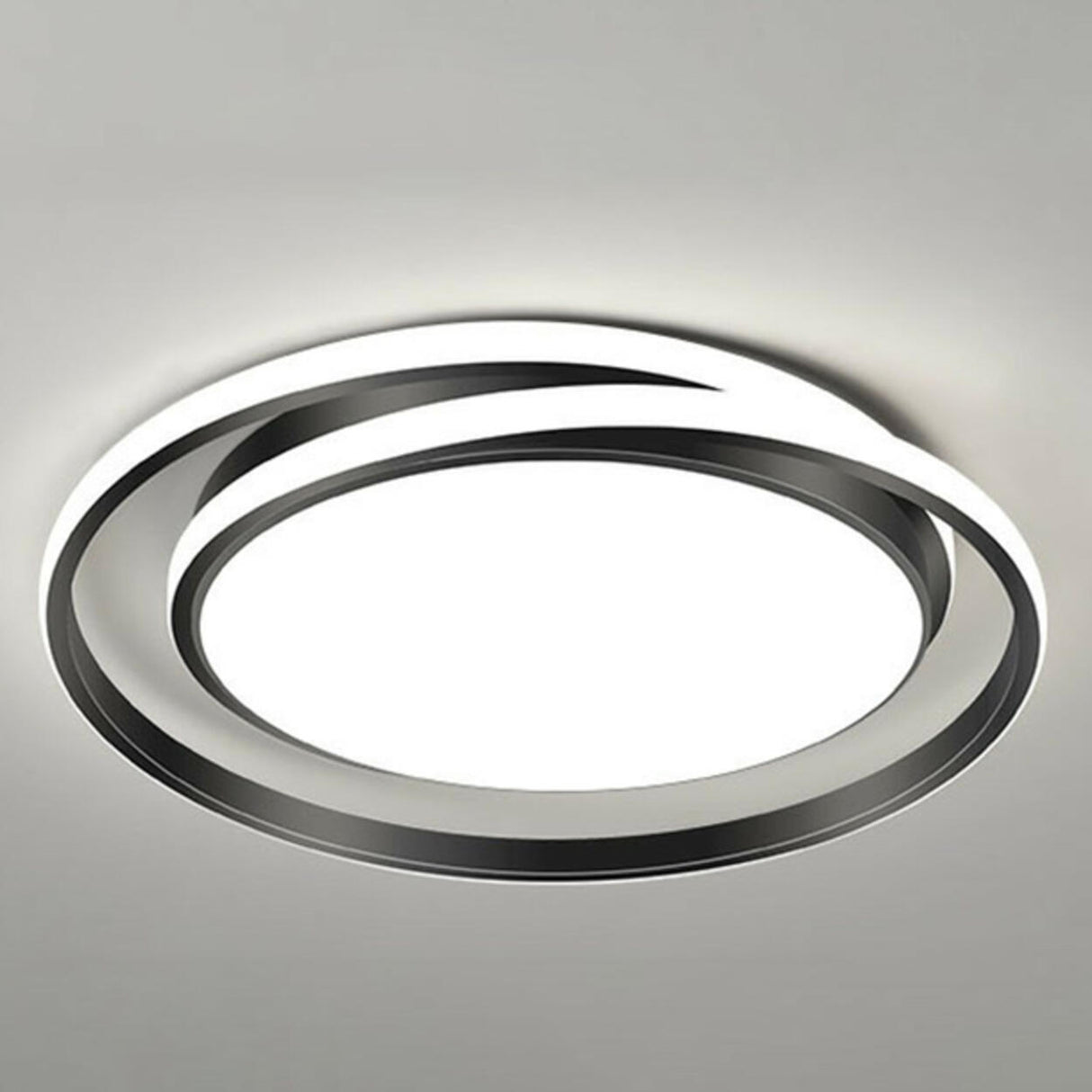 Modern Gold Dual Circle Dimmable LED Flush Mount Light Image - 6