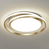 Modern Gold Dual Circle Dimmable LED Flush Mount Light Image - 9