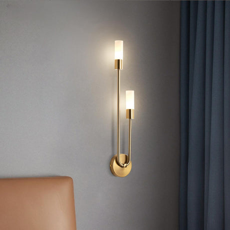 Modern Gold Dual Cylindrical LED Wall Sconce Light Image - 1