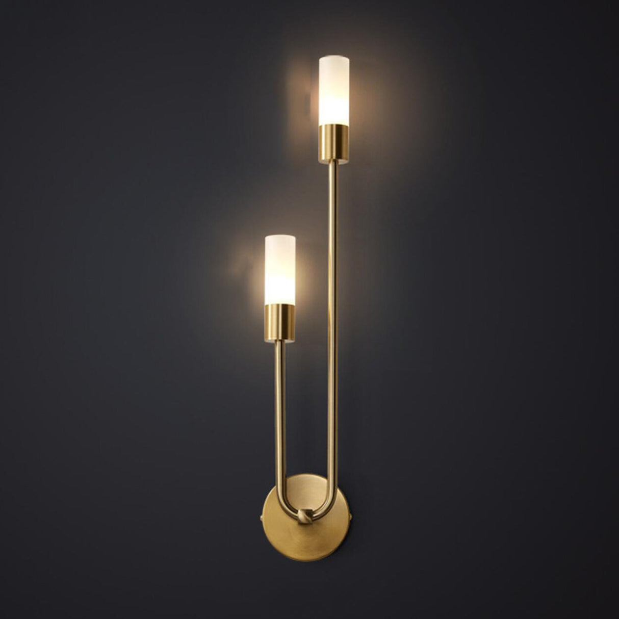 Modern Gold Dual Cylindrical LED Wall Sconce Light Image - 3