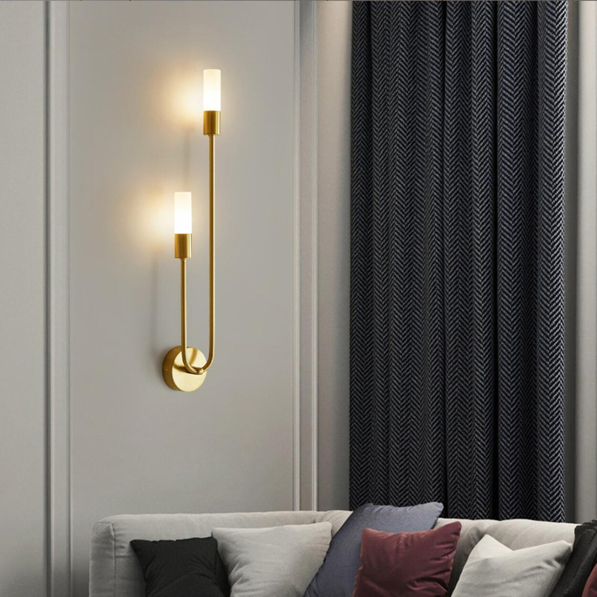 Modern Gold Dual Cylindrical LED Wall Sconce Light Image - 6