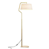 Modern Gold Fabric Cylinder Arc Bedroom Floor Lamp Image - 7