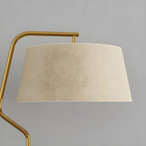 Modern Gold Fabric Cylinder Arc Bedroom Floor Lamp Image - 8