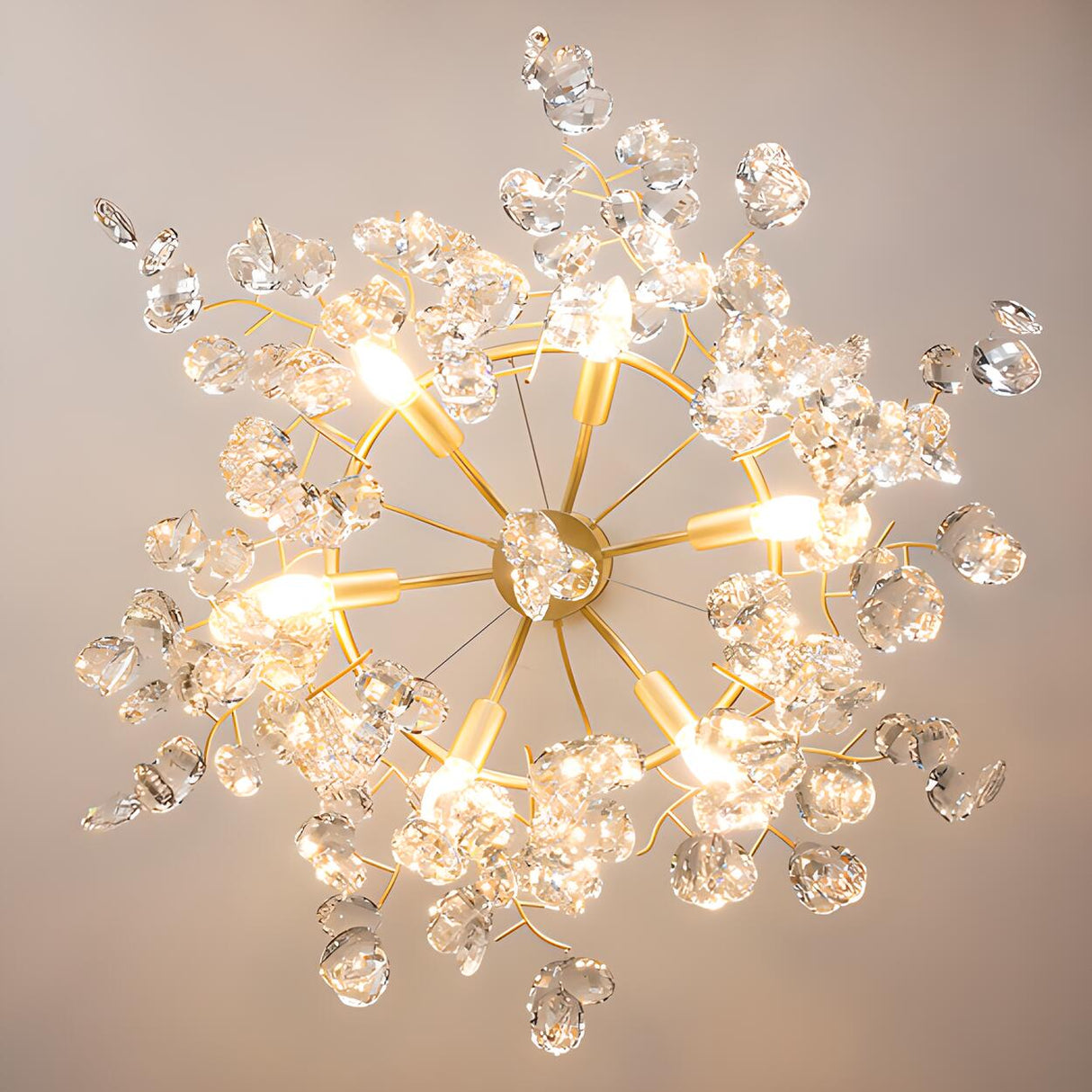 Modern Gold Finish Crystal Branch Chandelier  Image - 11