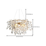 Modern Gold Finish Crystal Branch Chandelier  #size