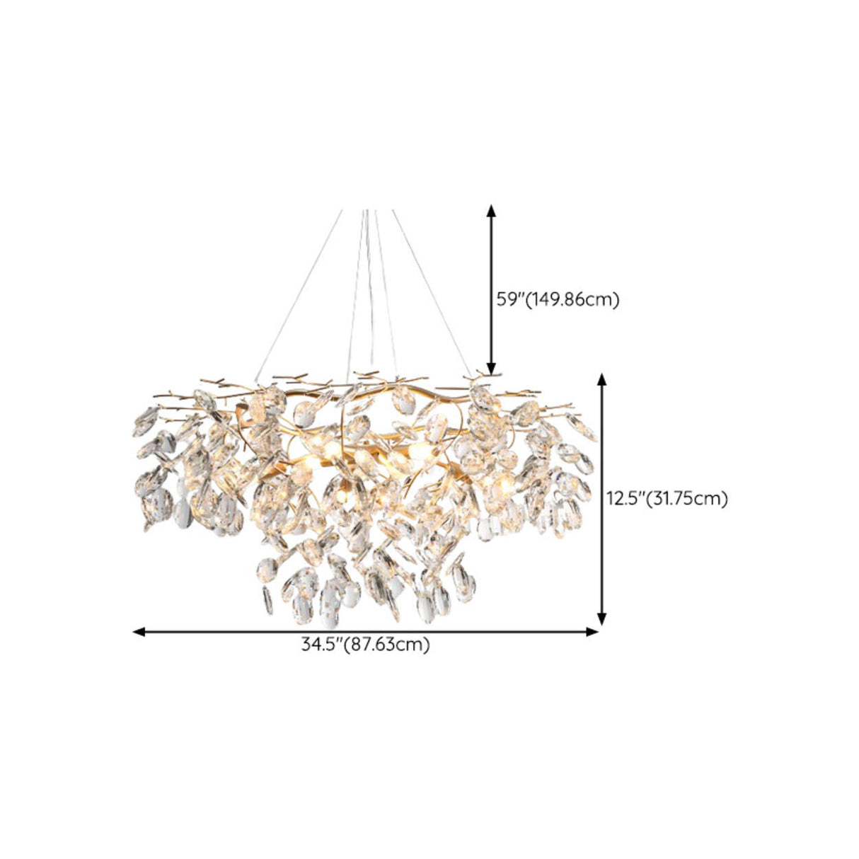 Modern Gold Finish Crystal Branch Chandelier  Image - 13