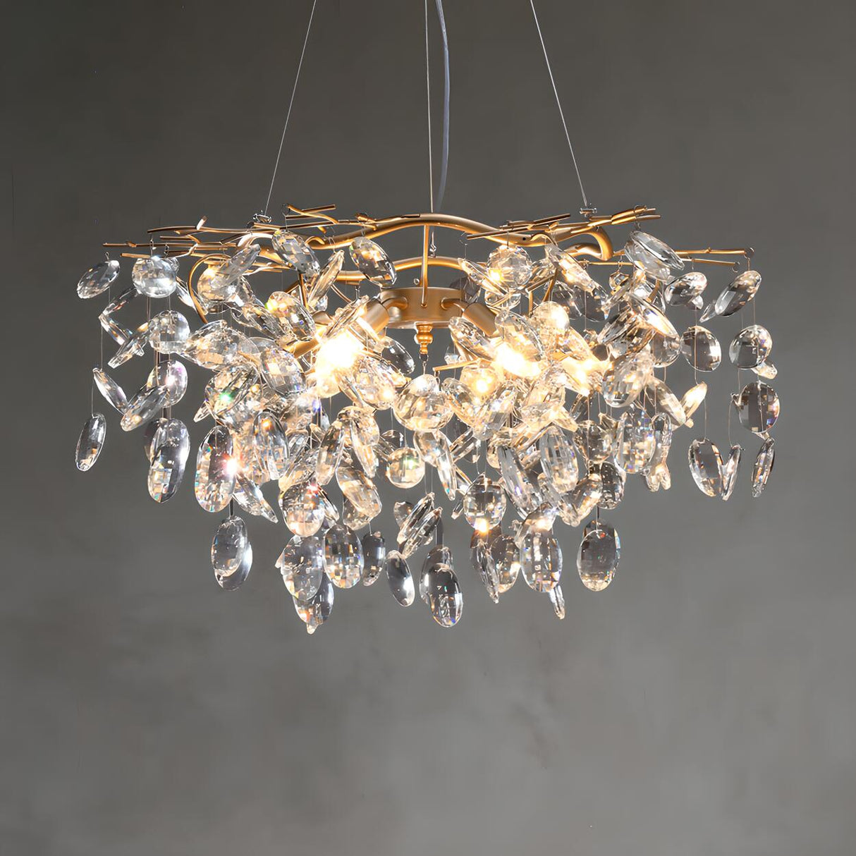 Modern Gold Finish Crystal Branch Chandelier  Image - 4