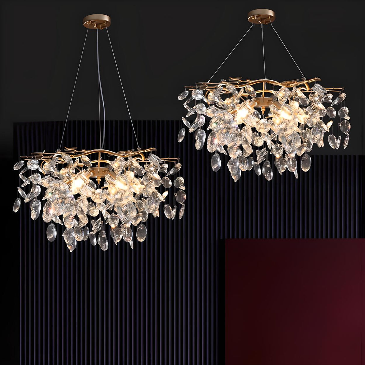 Modern Gold Finish Crystal Branch Chandelier  Image - 5