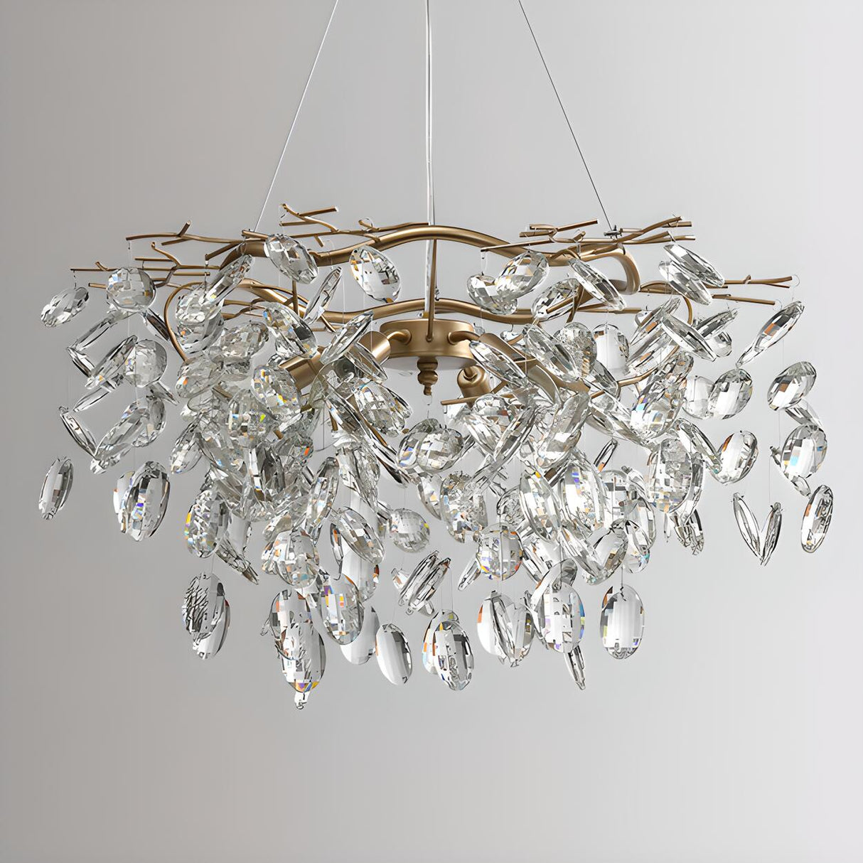 Modern Gold Finish Crystal Branch Chandelier  Image - 6