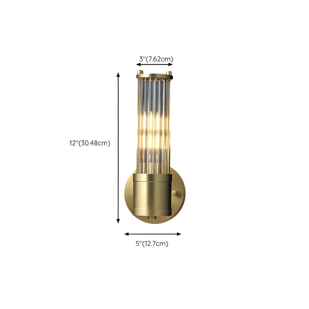 Modern Gold Finish Cylindrical Glass Vanity Sconces 