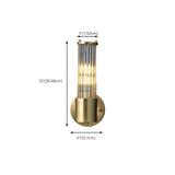 Modern Gold Finish Cylindrical Glass Vanity Sconces #size