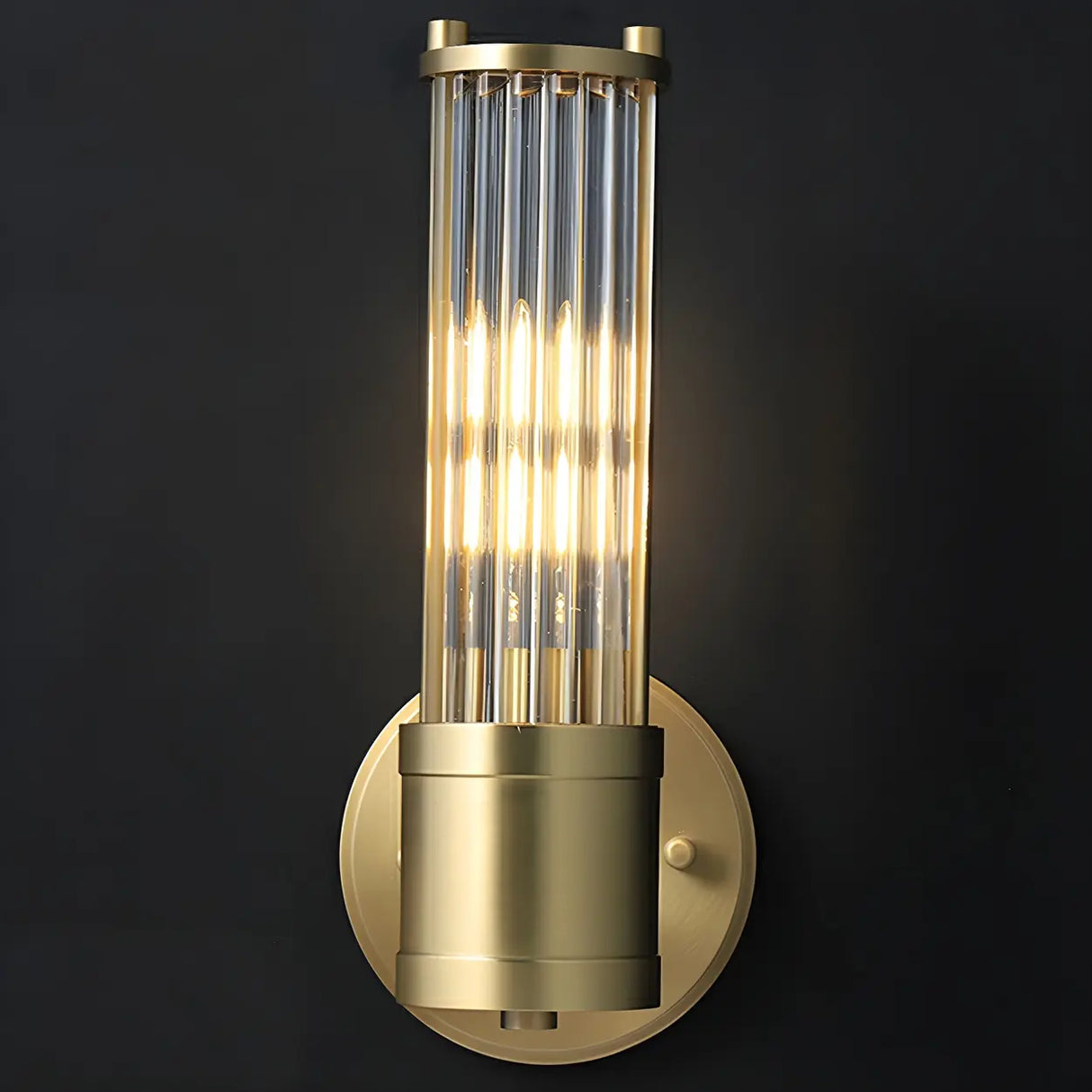 Modern Gold Finish Cylindrical Glass Vanity Sconces Image - 2