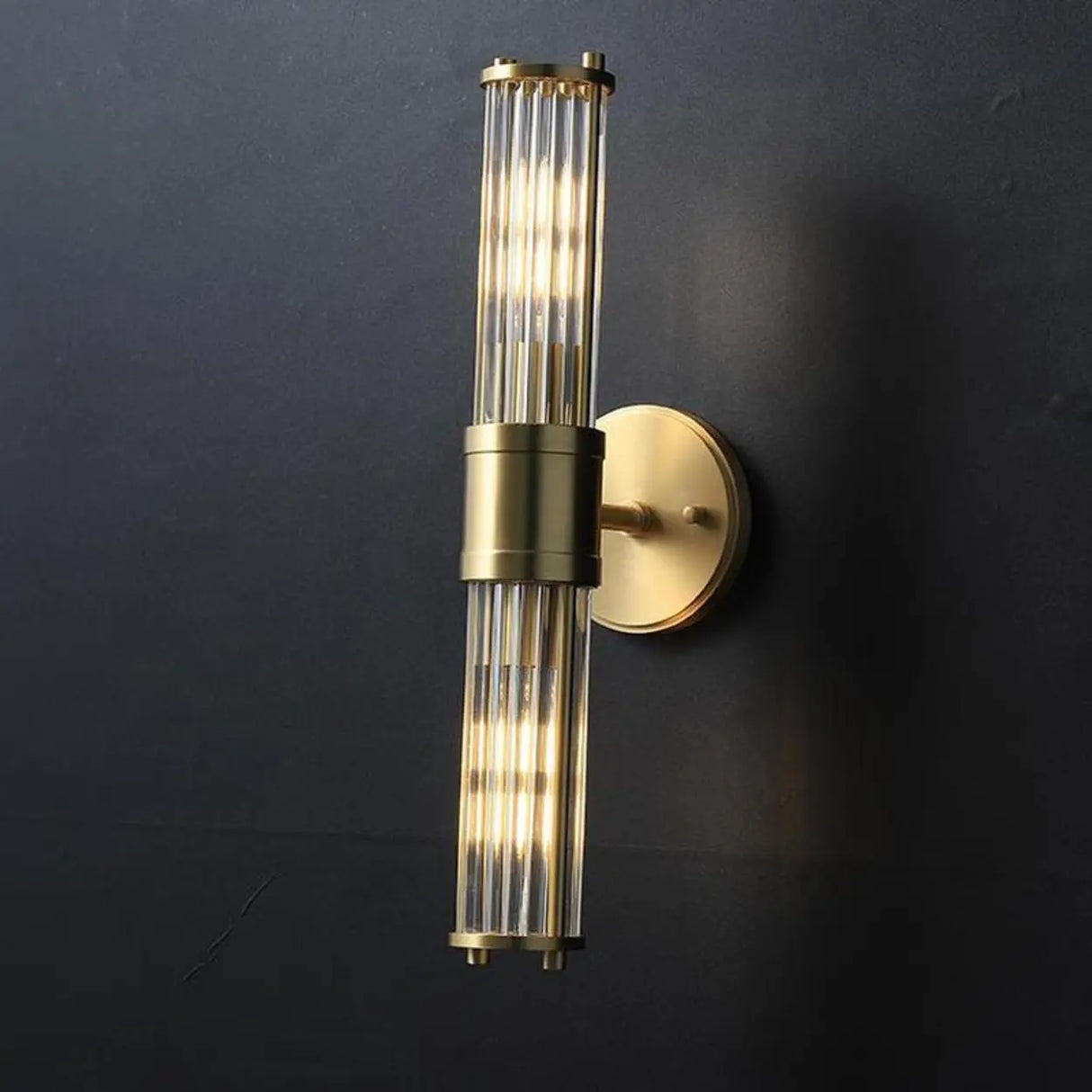 Modern Gold Finish Cylindrical Glass Vanity Sconces Image - 5