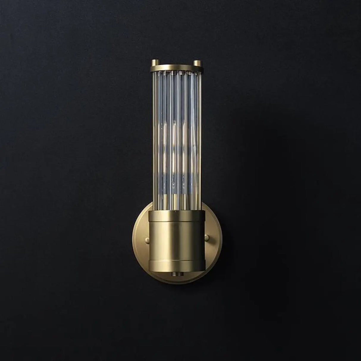 Modern Gold Finish Cylindrical Glass Vanity Sconces Image - 7