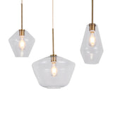 Modern Gold Frame Geometric Clear Glass Pendant Lights Image - 10