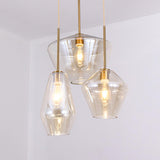 Modern Gold Frame Geometric Clear Glass Pendant Lights Image - 12