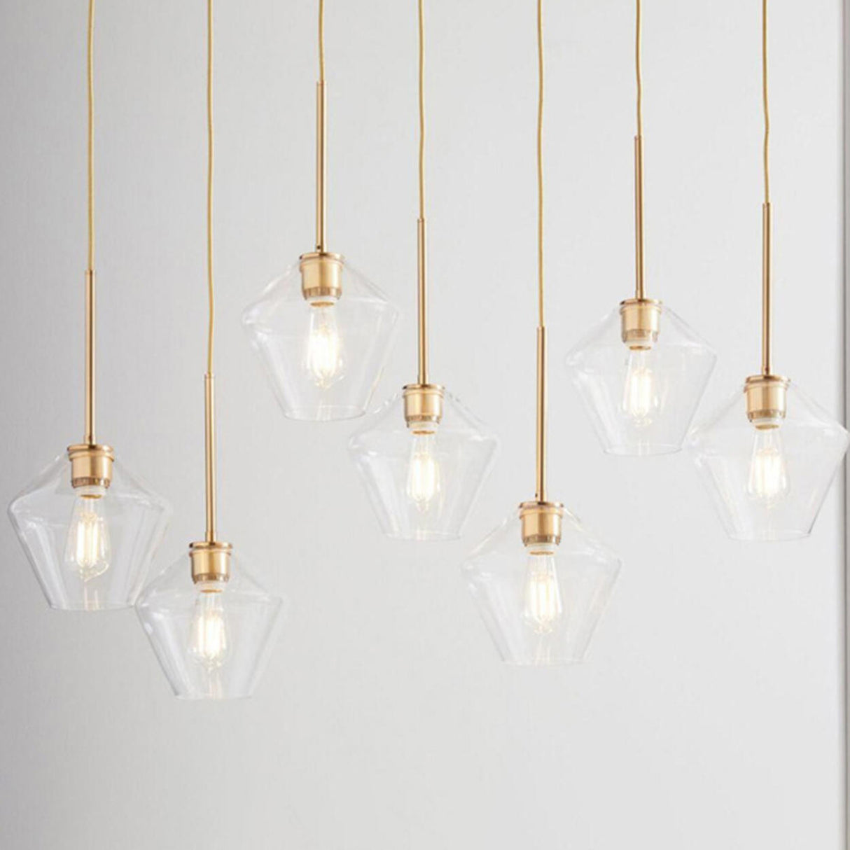 Modern Gold Frame Geometric Clear Glass Pendant Lights Image - 13