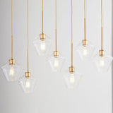 Modern Gold Frame Geometric Clear Glass Pendant Lights Image - 13